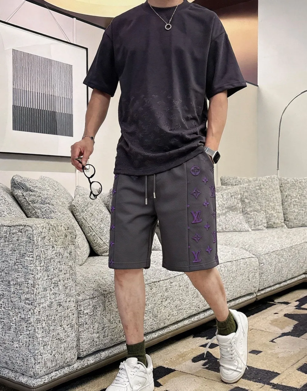 Louis Vuitton/Louis Vuitton presbyopia burnt flower overalls shorts